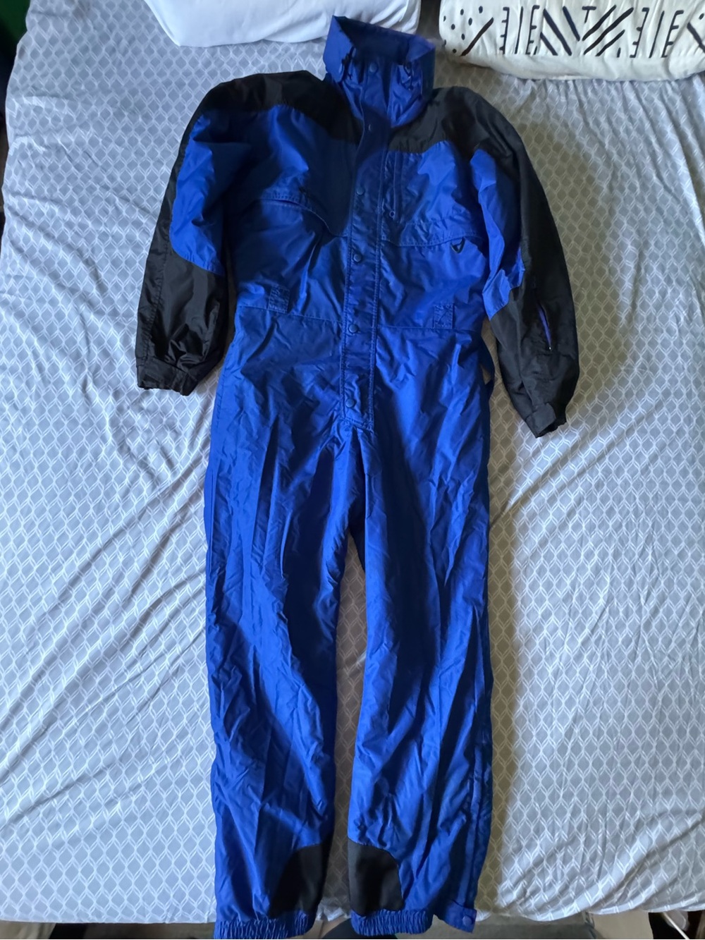 VTG Columbia Blue and Black Insulated One-Piece Ski Romper